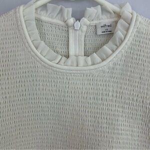 Wilfred Aritzia tempest chiffon cropped smock ivory or light birch blouse